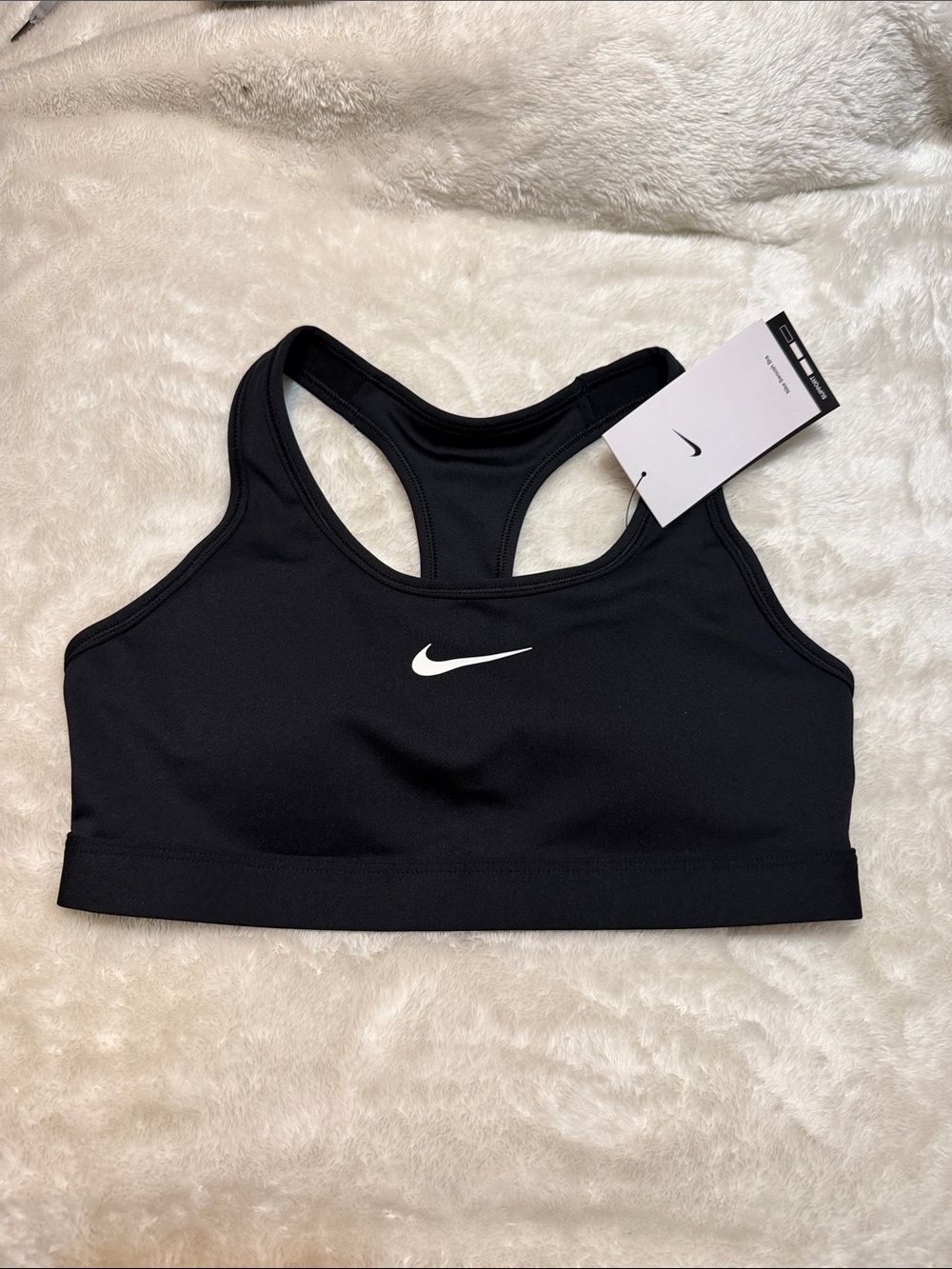 Nike Black Racerback Dri-FIT Sports Bra with White Swoosh